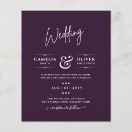 Flyer BUDGET Casamento PLUM PURPLE Monocromo Simples