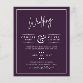 Flyer BUDGET Casamento PLUM PURPLE Monocromo Simples