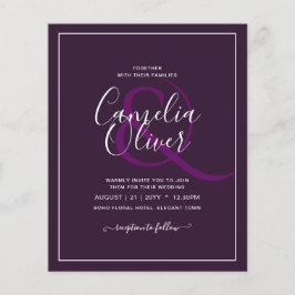 Flyer BUDGET Casamento PLUM PURPLE Monocromo Simples