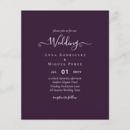 Flyer BUDGET Casamento PLUM PURPLE Monocromo Simples