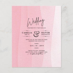 Flyer BUDGET Convites de casamento de madeira rosa-gelo