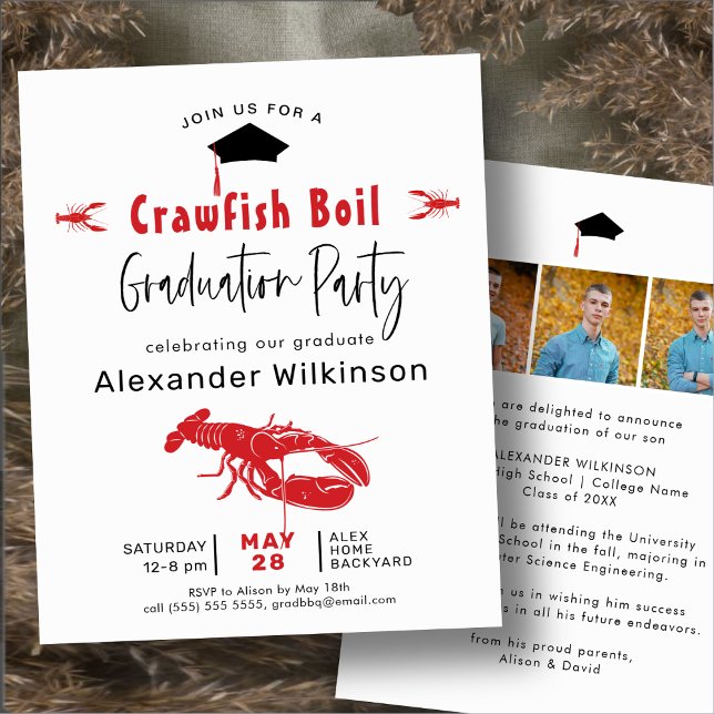 Flyer BUDGET Crawfish Boil Graduation BBQ Invitation Fly (Criador carregado)