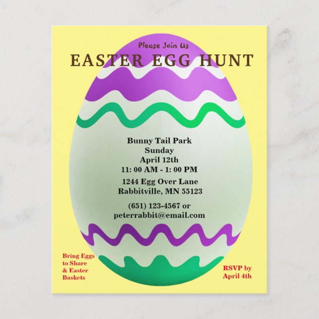 Flyer Budget Decorative Egg Easter Egg Hunt Invitation (Frente)