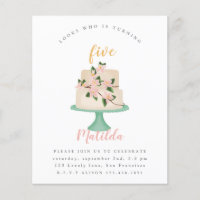 budget editable birthday cake party invitation