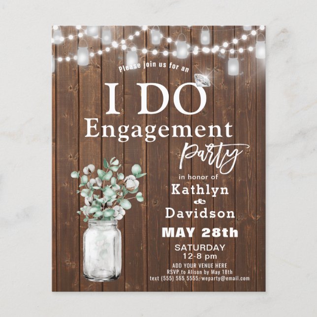Flyer BUDGET Elegant Eucalyptus I DO Party Invitation (Frente)