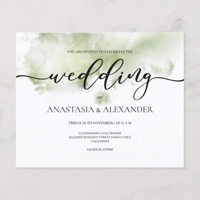 Flyer BUDGET/Elegant wedding invitation. Invitation (Frente)