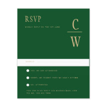 BUDGET Emerald Green Dourado Wedding RSVP