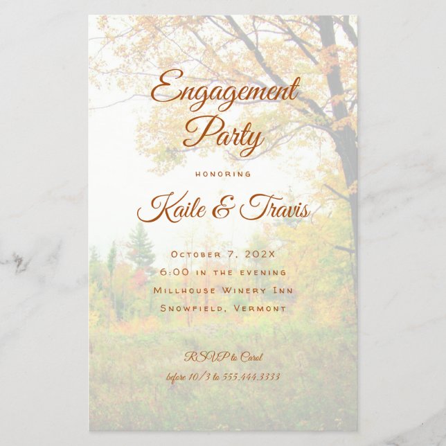 Flyer Budget Engagement Shower Autumn Scene Invitation (Frente)