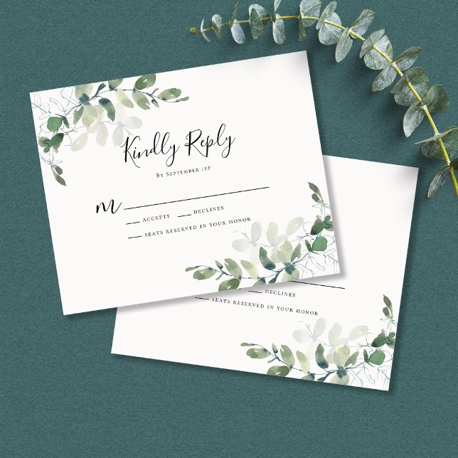 Flyer BUDGET Eucalyptus Greenery Casamento RSVP (Criador carregado)