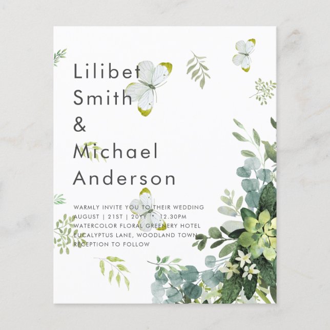 Flyer BUDGET Eucalyptus Greenery deixa o casamento de Em (Frente)