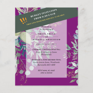 Flyer BUDGET EUCALYPTUS Greenery Leaves Wedding INVITES 