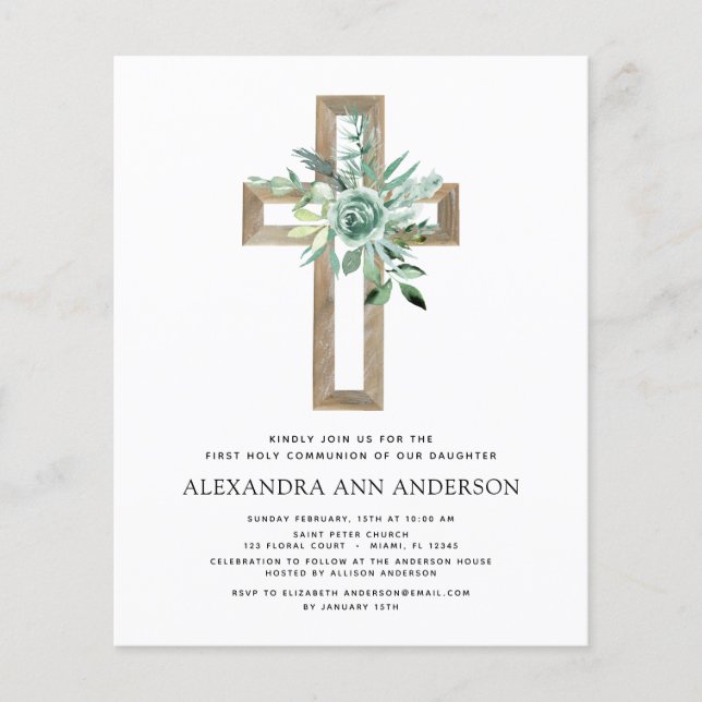 Flyer Budget First Holy Communion Greenery Eucalyptus (Frente)