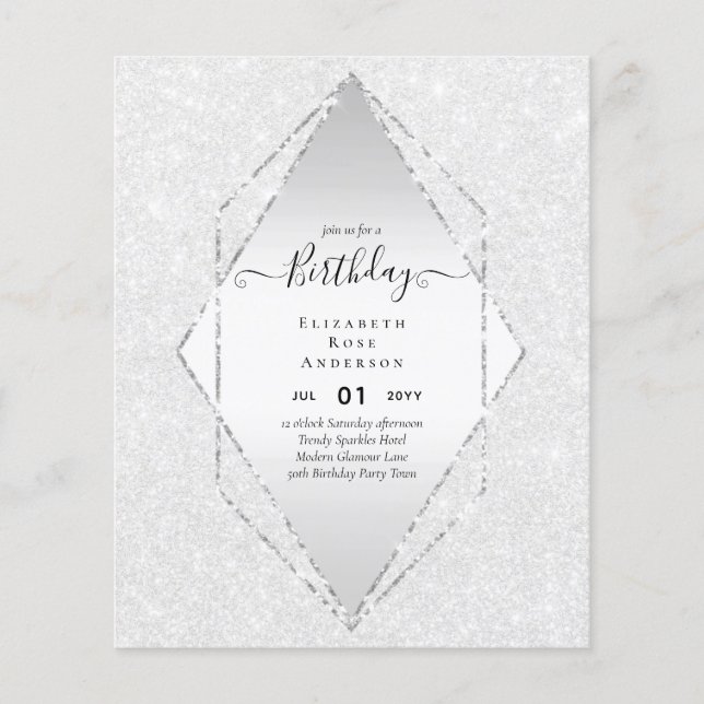 Flyer BUDGET Glitter Glam Foil Bonito Menina Qualquer Id (Frente)