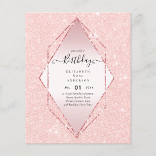 Flyer BUDGET Glitter Glam Foil Bonito Menina Qualquer Id