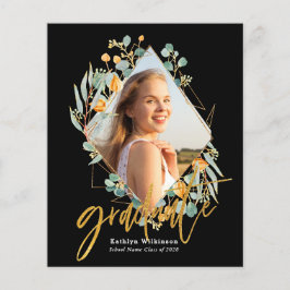 Flyer BUDGET Gold Eucalyptus Geometric Grad Announcement