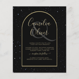 Flyer BUDGET Jet BLACK DOURADO Starry Night Convite de c