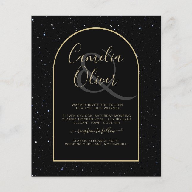 Flyer BUDGET Jet BLACK DOURADO Starry Night Convite de c (Frente)