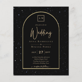Flyer BUDGET Jet BLACK DOURADO Starry Night Convite de c