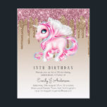 Flyer BUDGET Kids Birthday Invite Pink Unicorn<br><div class="desc">*** NOTE this budget option is a flyer (envelopes NOT included) hence the low price - SATIN is the thicker choice here. For more invitation options (thicker/larger paper/card types TRANSFER to 'invitation' using the page tools *** FAQS *** This item has text template fields BOTH sides for added value! Add...</div>