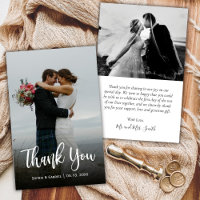 Budget Modern Script Full Photo Wedding Thank You
