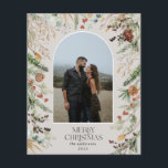 Flyer BUDGET Natal 1 fotoarco d'água<br><div class="desc">Merry Christmas elegante elegante aquarela seca botânica muda cor muda cor de feriado arco 1 foto folheto de Natal</div>