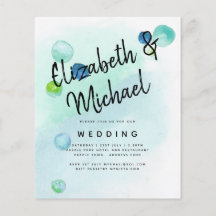BUDGET Ocean Sea Glass Teal Blue Weding INV