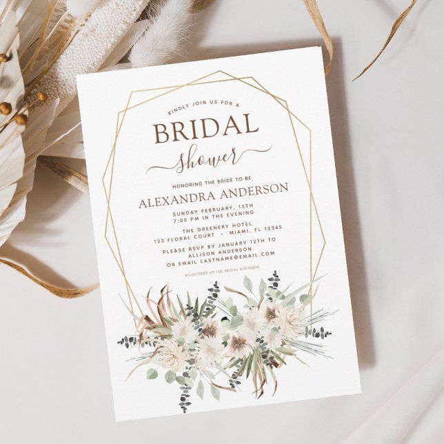 Flyer Budget Pampas Grass Bridal Shower Boho Eucalyptus  (Criador carregado)