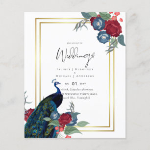 Flyer BUDGET Peacock Blue Burgundy Casamento outono