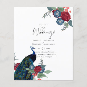Flyer BUDGET Peacock Blue Burgundy Casamento outono de i