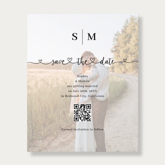 Flyer Budget Photo Heart Script Wedding Save the Date (Criador carregado)