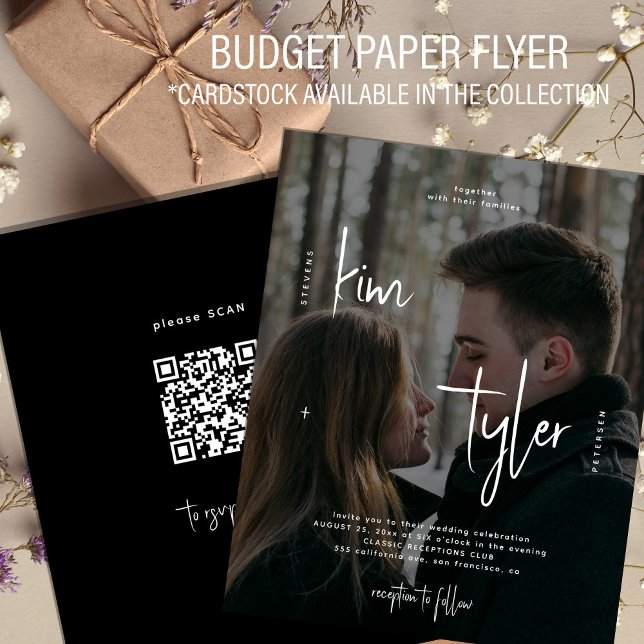 Flyer Budget photo QR code all in one wedding invitation (Criador carregado)