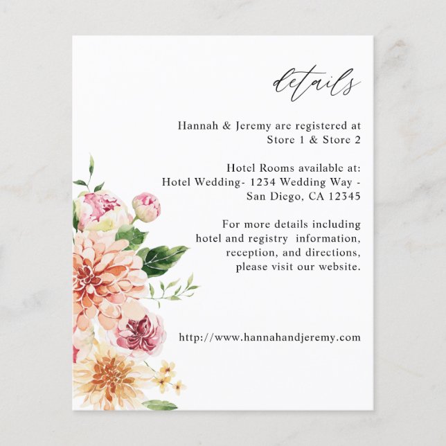 Flyer Budget Pink & Peach Floral & Greenery Details (Frente)