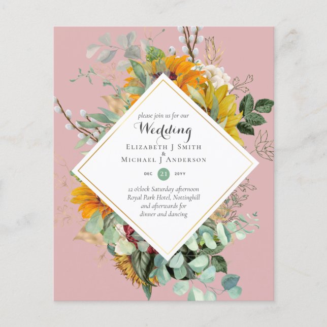 Flyer BUDGET Purple Blue Floral Casamentos (Frente)