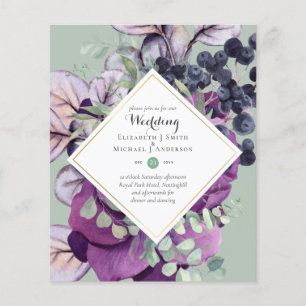Flyer BUDGET Purple Blue Floral Casamentos