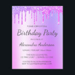 Flyer Budget Purple Glitter Any Age Birthday Party<br><div class="desc">Budget Purple Sparkly Dripping Glitter Custom Any Age Birthday Party Invitation . This is the perfect Birthday Invitation for a Modern Glitter Sparkle Girly Birthday Party. Please contact the designer for matching customized items.</div>