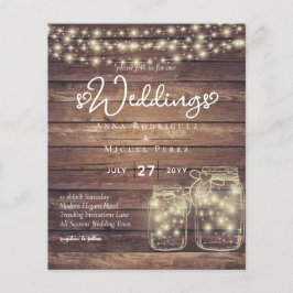 Flyer BUDGET Rustic Mason Jar Luz Madeira CASAMENTO