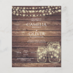 Flyer BUDGET Rustic Mason Jar Luz Madeira CASAMENTO