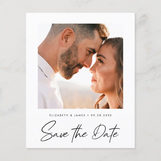 Flyer BUDGET Save The Date Photo Minimalist Wedding (Frente)