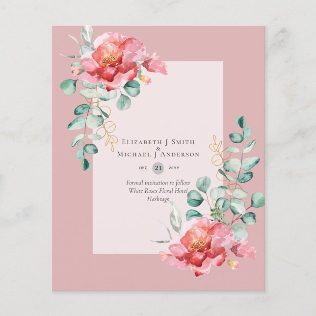 Flyer BUDGET SAVE THE DATES - White Roses Floral (Frente)