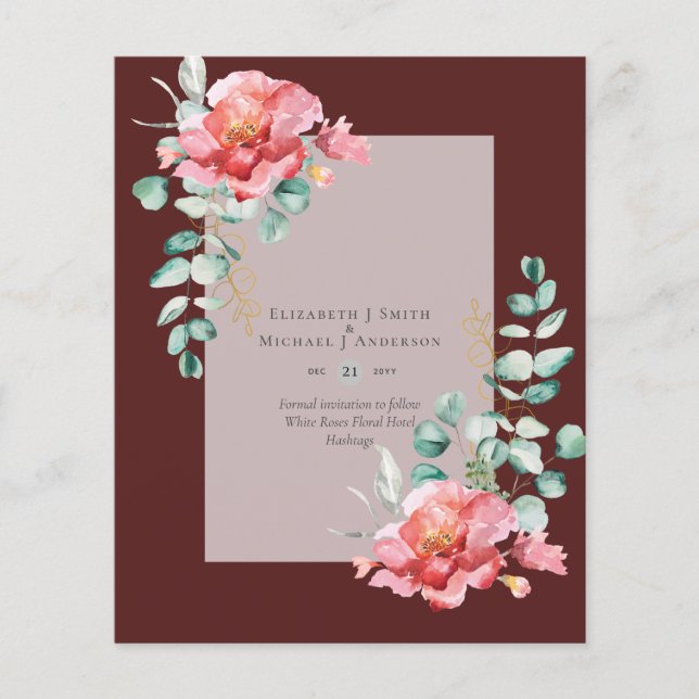 Flyer BUDGET SAVE THE DATES - White Roses Floral (Frente)
