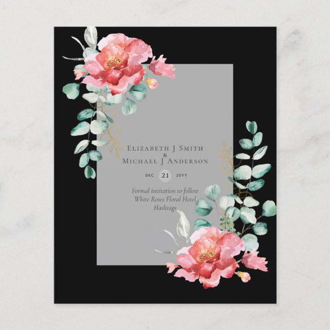 Flyer BUDGET SAVE THE DATES - White Roses Floral (Frente)