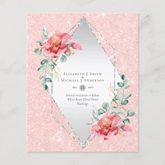 Flyer BUDGET SAVE THE DATES - White Roses Floral (Frente)
