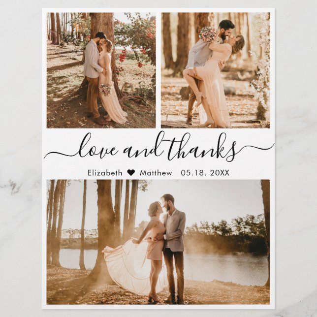 Flyer Budget Script 3 Photo Collage Wedding Thank You (Frente)
