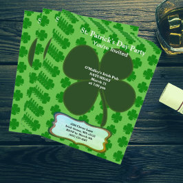 Flyer Budget St Patrick's Day Party Four Leaf Clover