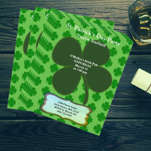 Flyer Budget St Patrick's Day Party Four Leaf Clover
