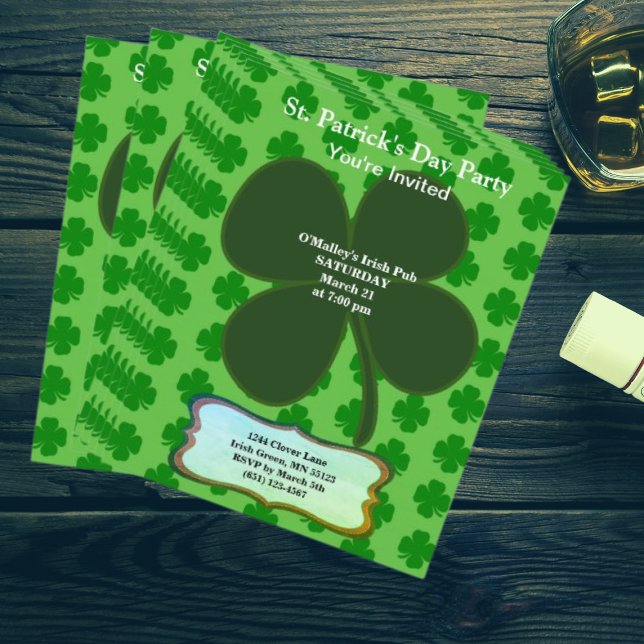 Flyer Budget St Patrick's Day Party Four Leaf Clover (Criador carregado)