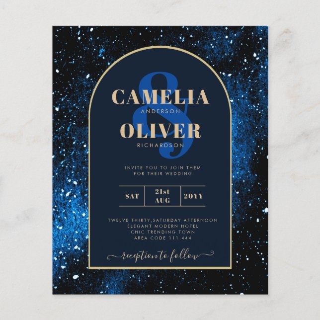 Flyer BUDGET Starry Night Marinho Blue Dourado Convite d (Frente)