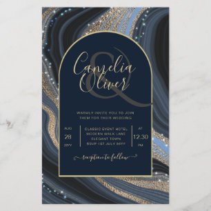 Flyer BUDGET Starry Night Marinho Dourado Agate Convite 