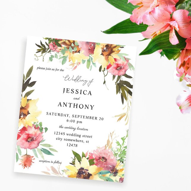 Flyer Budget Summer Sunflower Floral Wedding 2 (Criador carregado)