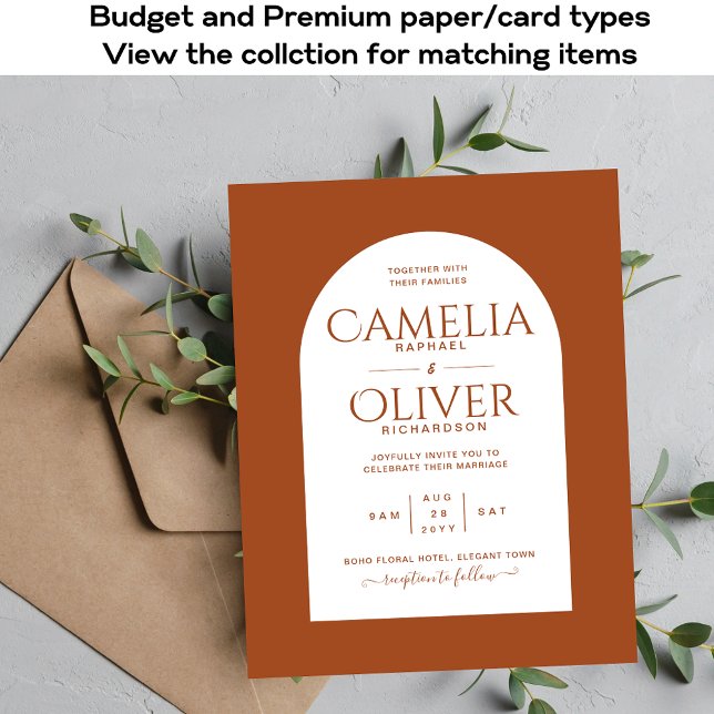 Flyer BUDGET Terracotta Casamento Convite Arca Moderna (Criador carregado)